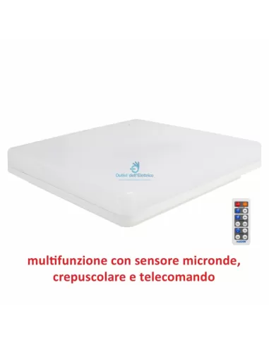 Plafonnier LED carré Alcapower 930465 IP54 CCT 24W avec détecteur et télécommande